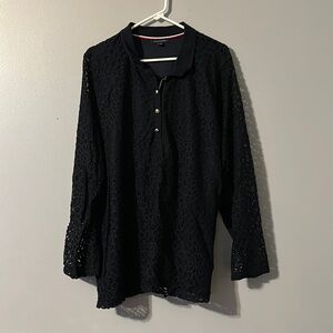 Tommy Hilfiger 3X Dark Blue Long Sleeve Pull Over Top